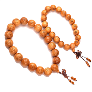 桃木佛珠念珠十八108颗佛具木雕手把件非手串手链十八罗汉佛字