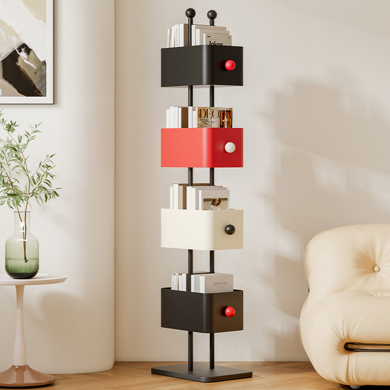 家用落地多层书架客厅铁艺置物架转角储物柜收纳展示柜隐形柜子