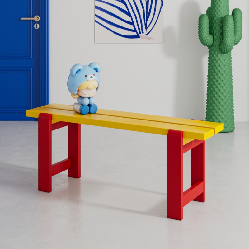 彩色长凳多巴胺长条凳餐椅板凳玄关换鞋凳时尚孟菲斯家用北欧双拼