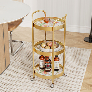 比梵轻奢小茶几客厅边几卧室推车可移动带轮子边柜角几阳台小圆桌
