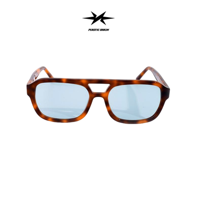PLASTIC BRAIN日系复古飞行员墨镜玳瑁方框太阳眼镜百搭显脸小