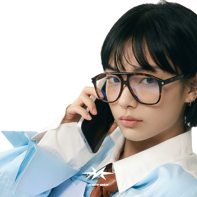 PLASTIC BRAIN飞行员大框素颜近视镜架复古玳瑁防蓝光眼镜男女