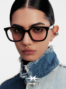 【明星同款】PLASTIC BRAIN 黑框素颜腮红镜黑超板材高级感墨镜