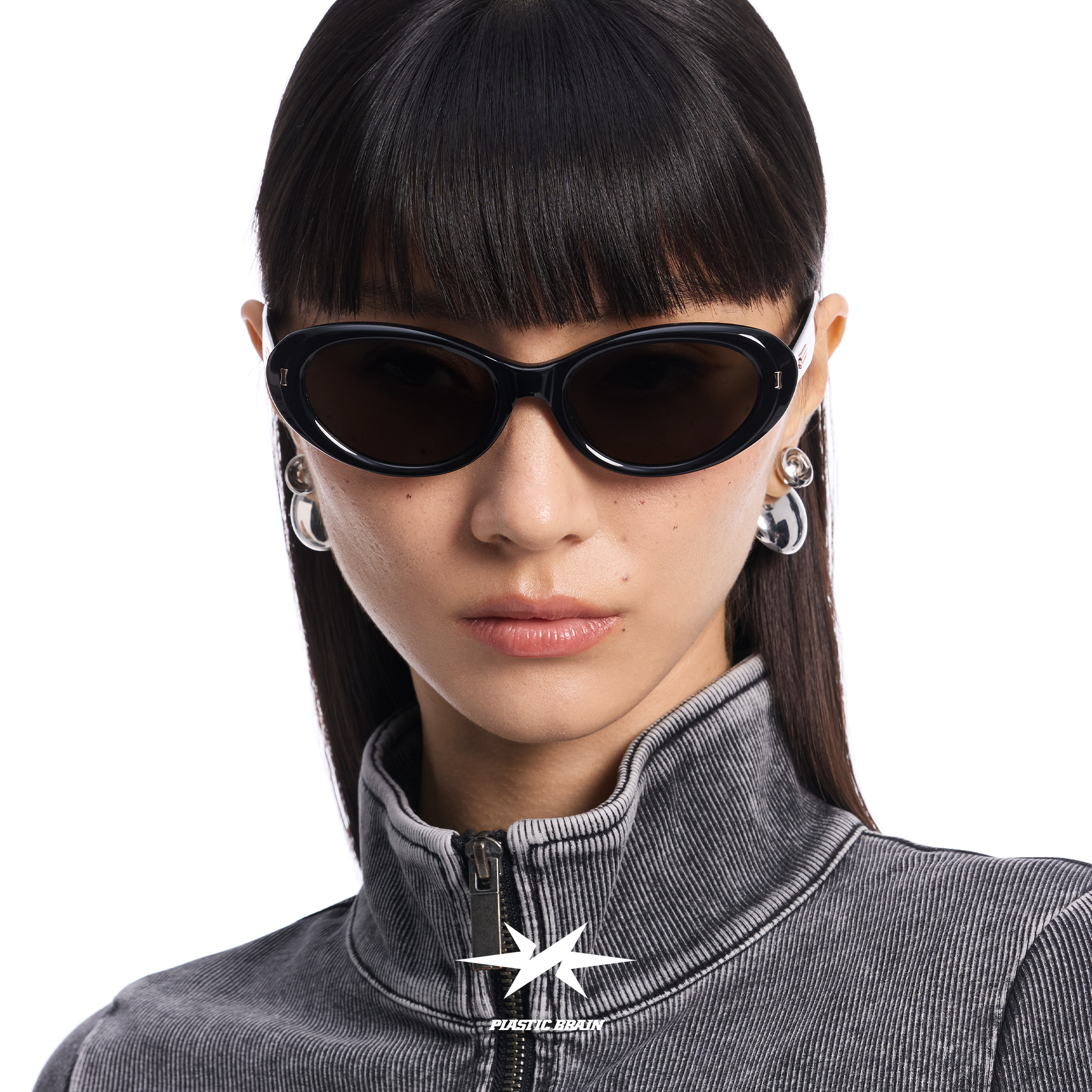 PLASTIC BRAIN复古猫眼方圆脸板材墨镜女防紫外线时尚太阳镜