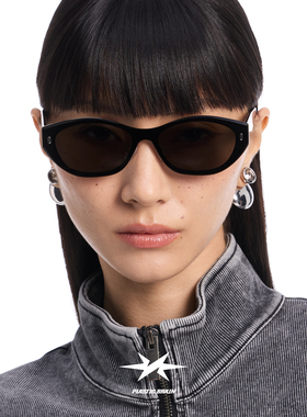PLASTIC BRAIN复古金属夹片一体镜片太阳镜超轻显脸小猫眼墨镜女