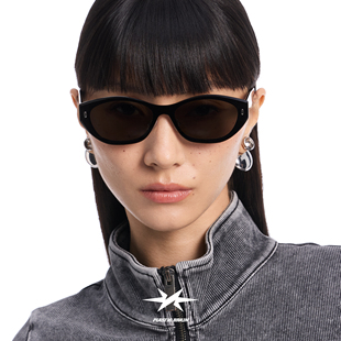 PLASTIC BRAIN复古金属夹片一体镜片太阳镜超轻显脸小猫眼墨镜女