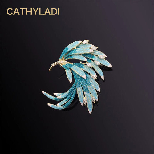 CATHYLADI轻奢渐变羽毛胸针高档女胸花小别针高级感气质配饰复古