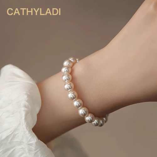 CATHYLADI施家澳白珍珠手链礼物高级感弹力绳手串小米粒叠戴手饰