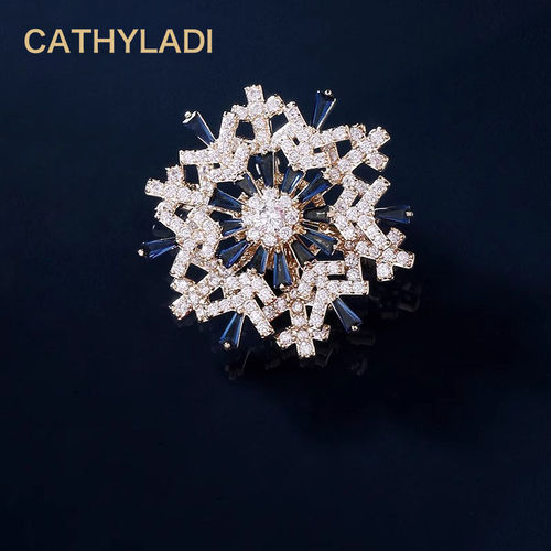 CATHYLADI轻奢蓝雪晶胸针高档女精致雪晶可旋转高级感胸花别针潮