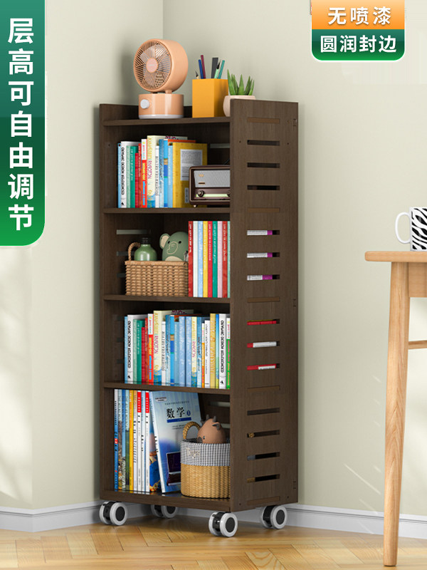 带轮可移动书架家用多层收纳架四层学生儿童书架简易组装防水书架