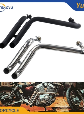 适用雅马哈XV125 XV250 改装复古45°排气管 带消音器 不锈钢排气