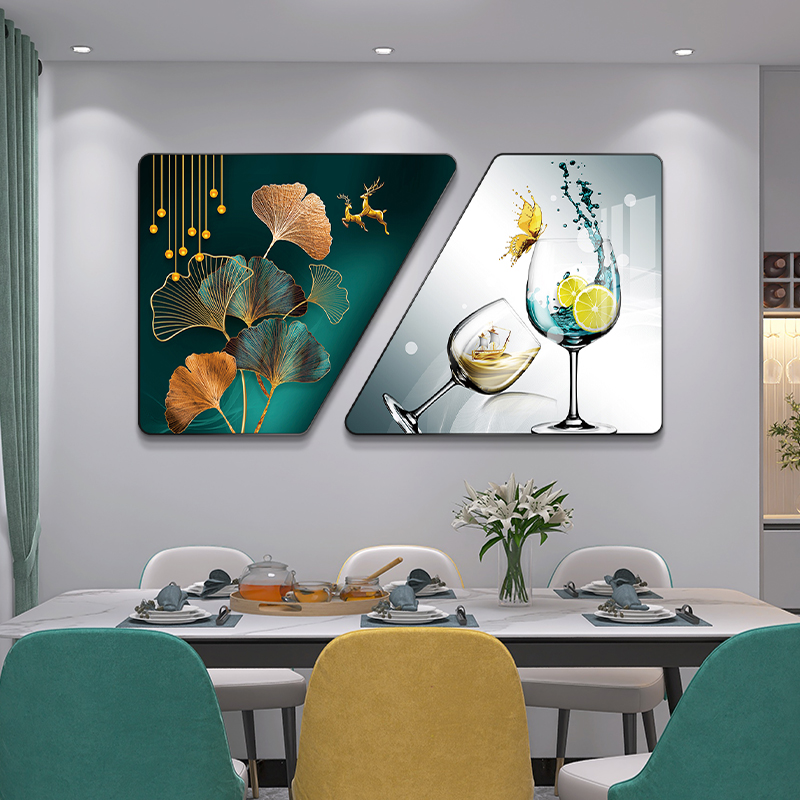 现代简约餐厅装饰画饭厅餐桌背景墙壁画酒杯轻奢时尚创意组合挂画图片