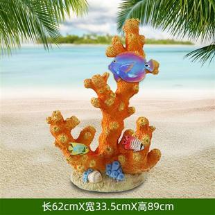 饰品玻璃钢礁石摆件发光海草海葵模型 大型仿真珊瑚雕塑海洋景观装