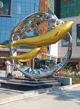 大型户外景观玻璃钢不锈钢雕塑摆件环氧透明树脂浪花水花假山定制