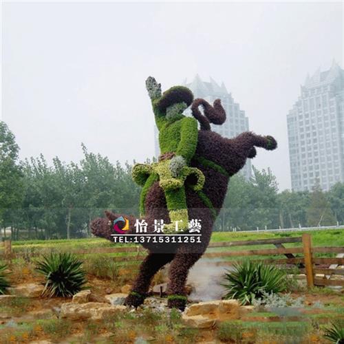 仿真西部牛仔雕塑玻璃钢绿植造型雕塑人物骑马雕塑园林美陈