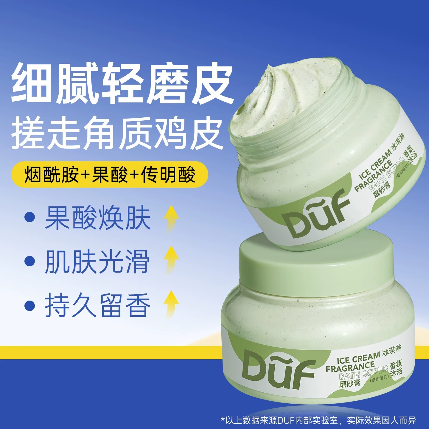 DUF磨砂膏果酸清洁角质鸡皮疙瘩改善手肘关节黑保湿沐浴留香男女