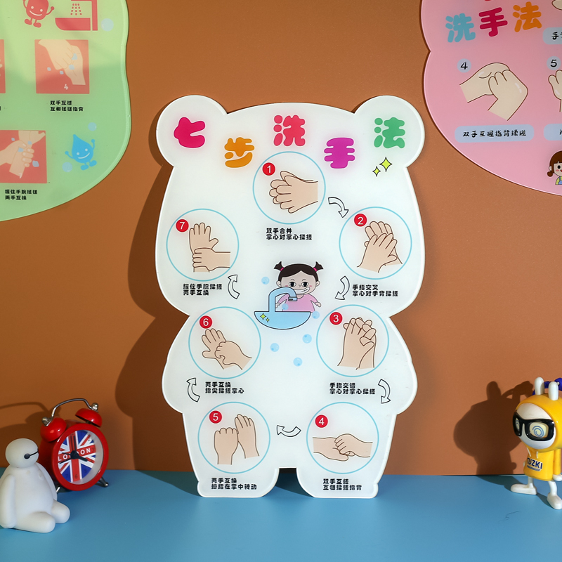 薇素蔓亚克力七步洗手法卡通背胶