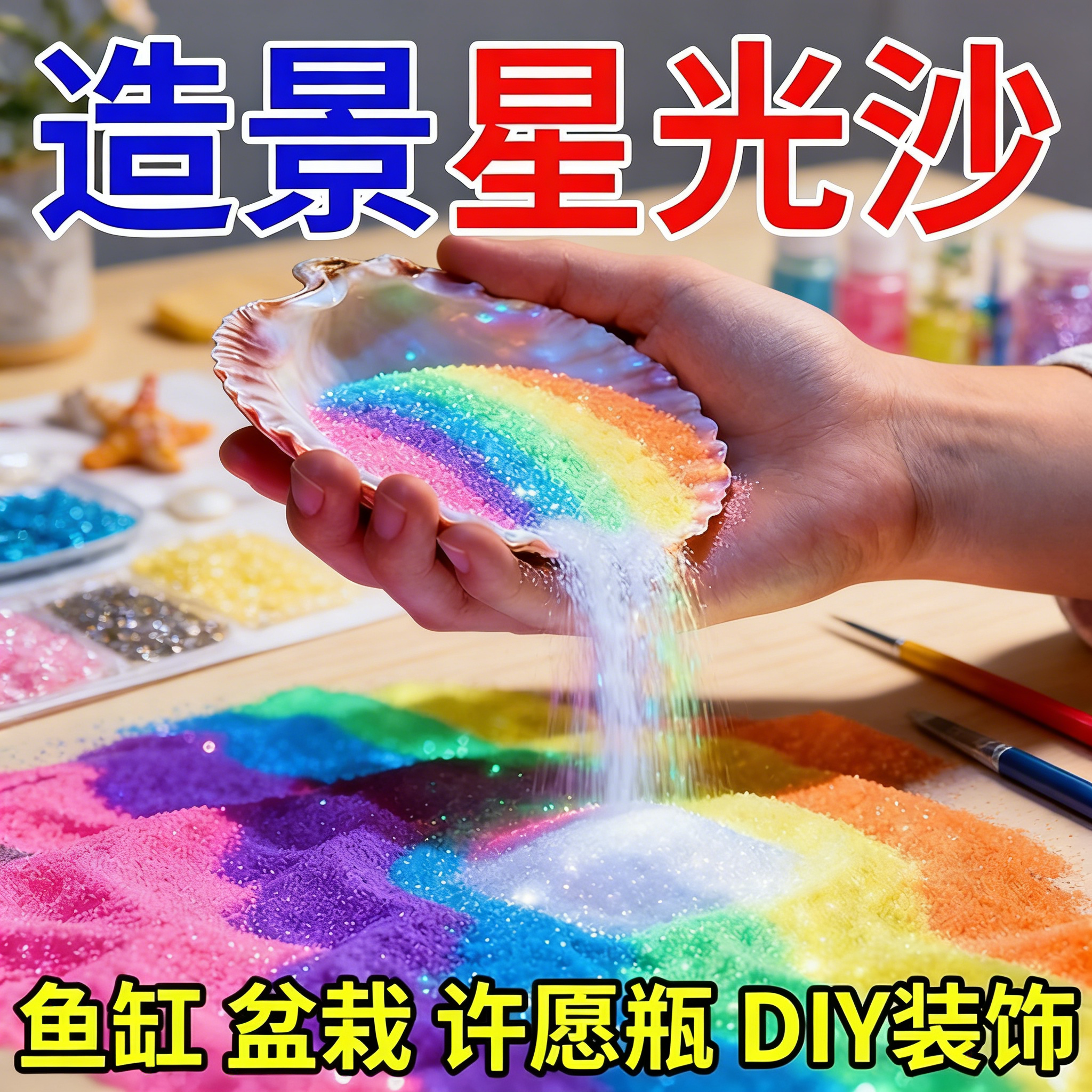 夜光永久夜光沙颗粒超亮发光diy彩虹海洋许愿瓶材料荧光摆件
