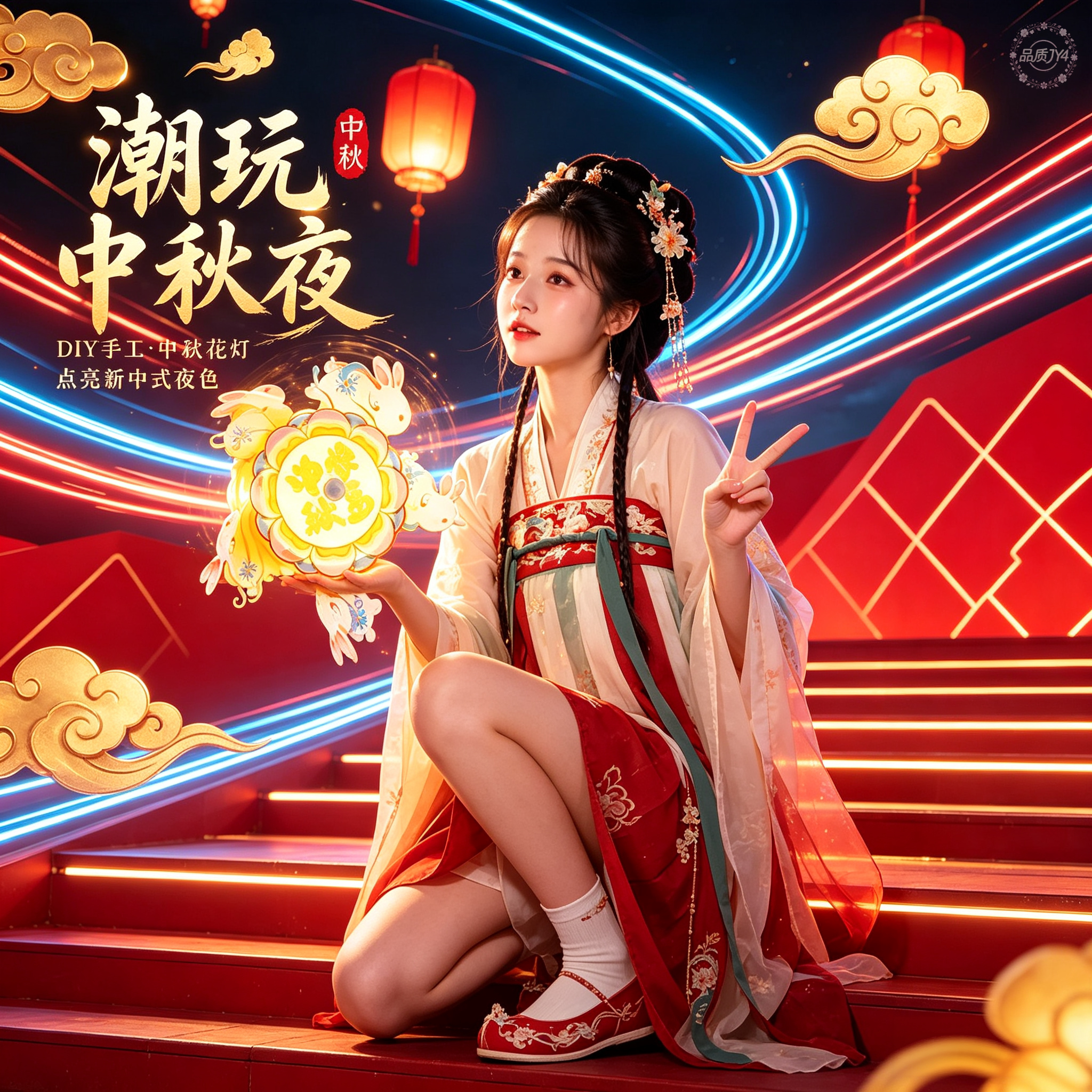 中秋儿童发光旋转风车灯材料包