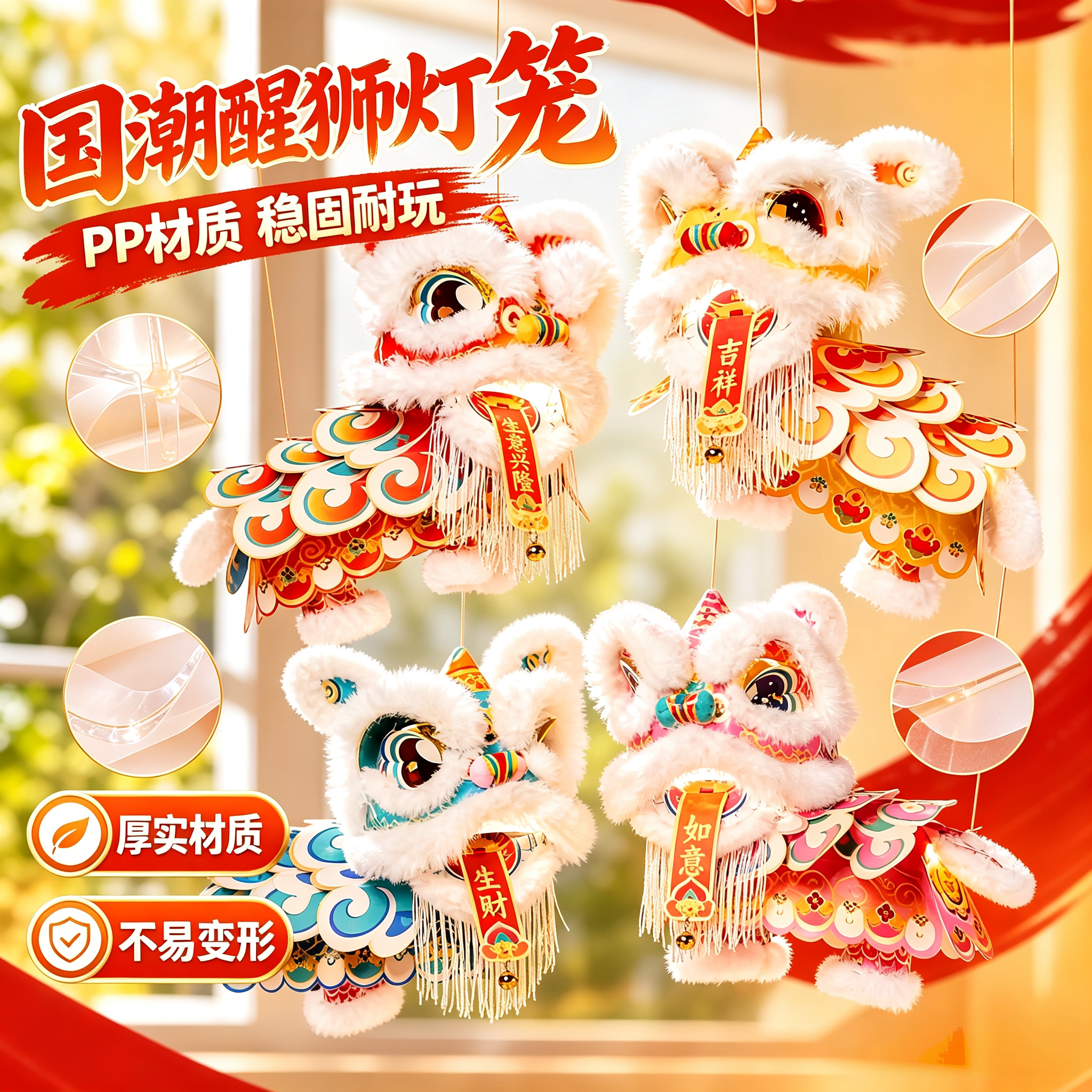 2026新款醒狮古风发光手提花灯