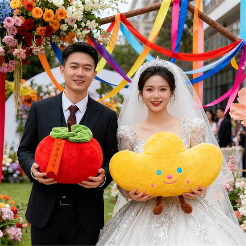 婚礼道具好柿发生毛绒玩具抱枕结婚婚礼用品新婚礼物男女婚礼布置