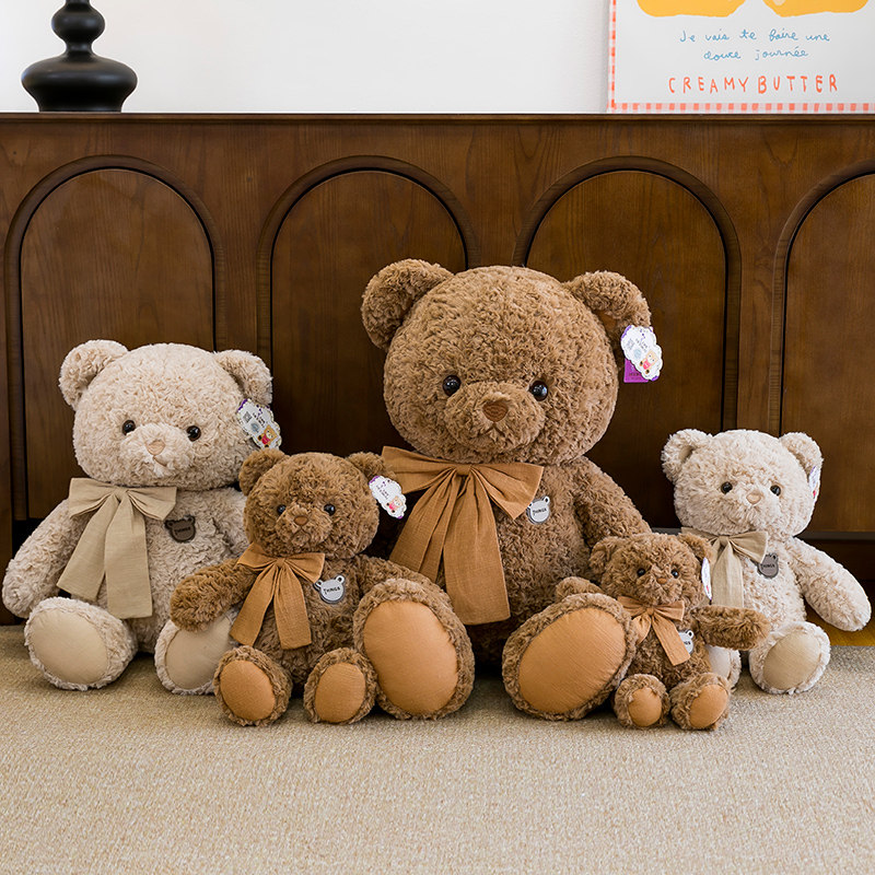 情侣毛绒泰迪熊蝴蝶结公仔