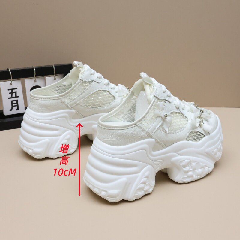 夏季增高10cm水钻厚底老爹鞋