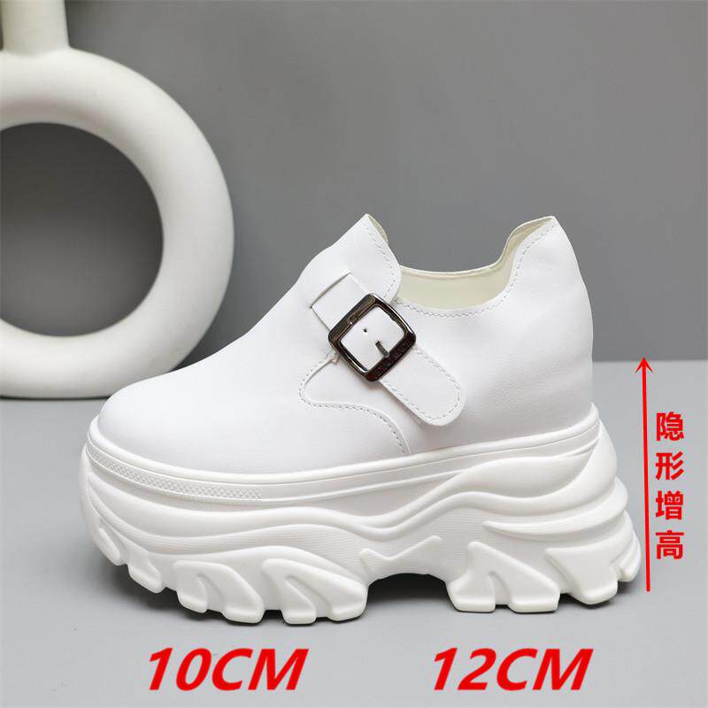 12CM内增高小白鞋女厚底显瘦勃肯鞋女2026春季新款矮子乐福鞋10cm