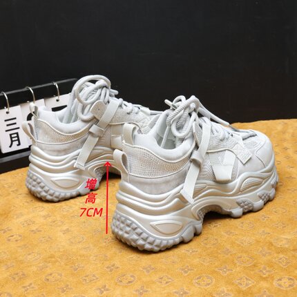 水钻透气隐形内增高7CM厚底老爹鞋女百搭时尚女士休闲运动小白鞋