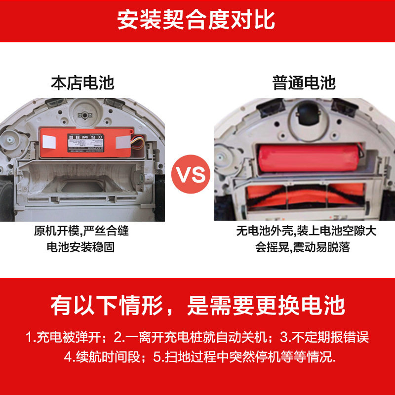 适用于小米扫地机电池 14.4V 5200mah 一代二代扫地机器人锂电池