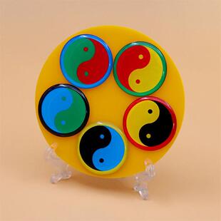 五行太极盘掌中行江氏版双面黄色版万字福太极八卦盘