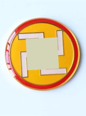 太极手机贴2厘米黄铜盘潘氏万字福两元三元小巧美观镀金烤漆工艺