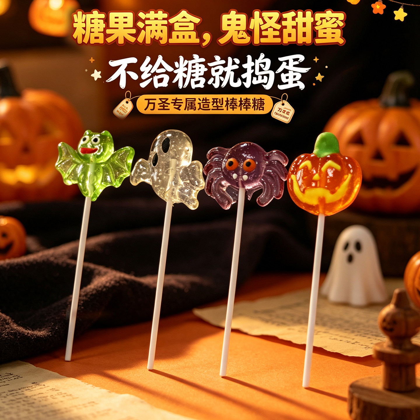 万圣节糖果棒棒糖可爱搞怪巫婆创意礼物高颜值Halloween硬糖礼盒