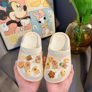 儿童夏天外出拖鞋小孩洞洞鞋女孩防滑外穿宝宝女童小学生沙滩凉鞋