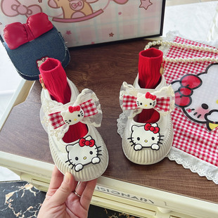 女童白色帆布鞋2026新款儿童巨好看玛丽珍饼干鞋女孩浅口布鞋女款