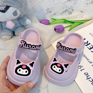 儿童紫色酷洛米玛丽珍洞洞鞋女童户外凉拖鞋夏季酷乐米外穿洋气女