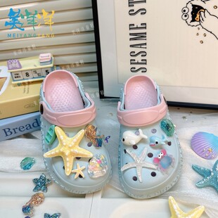 儿童洞洞鞋女孩2026新款女童外穿洋气夏天海边户外赶海游泳凉拖鞋