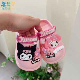 儿童洞洞鞋女孩高颜值2026新款外穿可爱洋气小孩女童宝宝拖鞋夏款