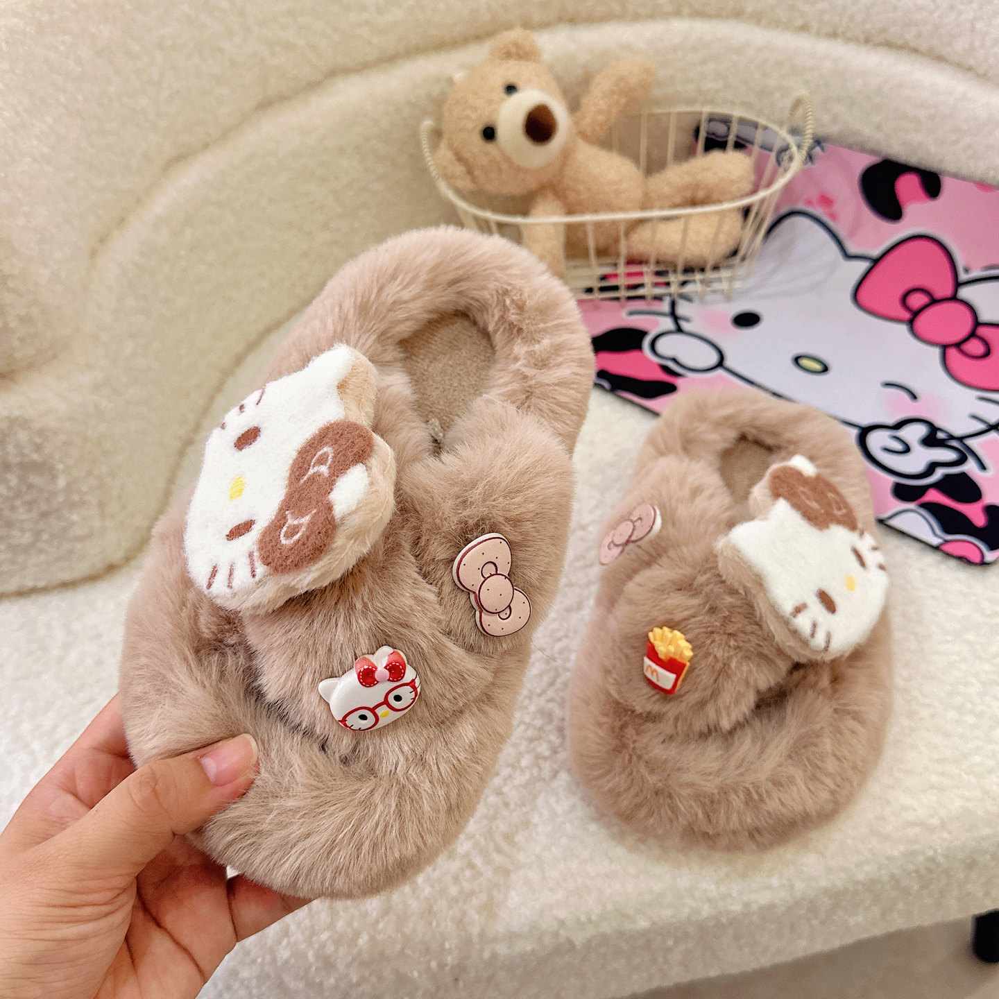 儿童毛绒棉拖鞋2025新款冬女童宝宝女孩室内家居鞋子冬季拖鞋保暖