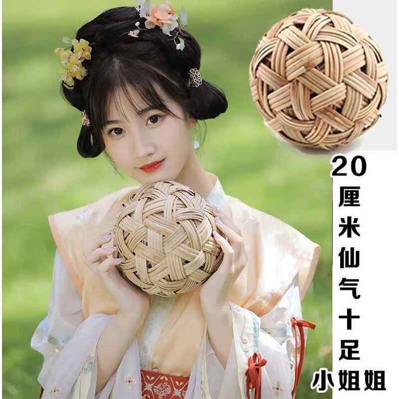 手工编织蹴鞠球天然制作藤球摄影道具学校运动会游戏古代足球