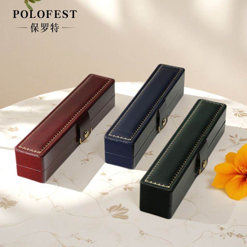 POLO FEST高档珠宝钻戒盒欧式长方形金边按扣戒指棒戒指收纳盒