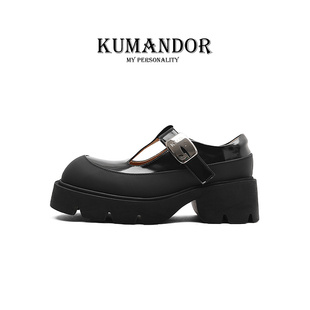 KUMANDOR 2024新款 英伦风小皮鞋 KMD 女真皮厚底单鞋 小众玛丽珍鞋