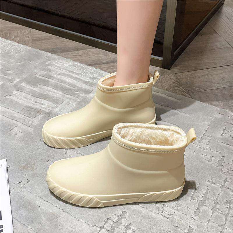 日韩新款防寒保暖加绒雨鞋女外穿中筒雨靴秋冬水靴加厚防滑防水鞋