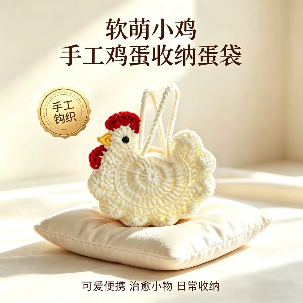 装鸡蛋包成品手工钩针织软萌小鸡兜收纳蛋袋可爱迷你编织创意礼品