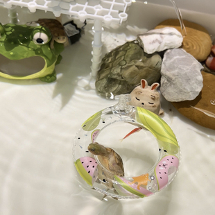 小红书同款乌龟迷你皮艇条纹圈水族馆龟缸泳池装饰漂浮物戏水摆件