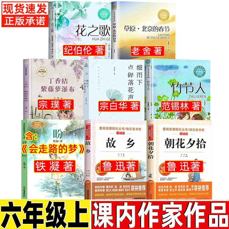 六年级上册必读课外书课内作家全套散文竹节人范锡林著小学生青少年正版长江文艺出版社花之歌纪伯伦故乡朝花夕拾鲁迅名师导读批注