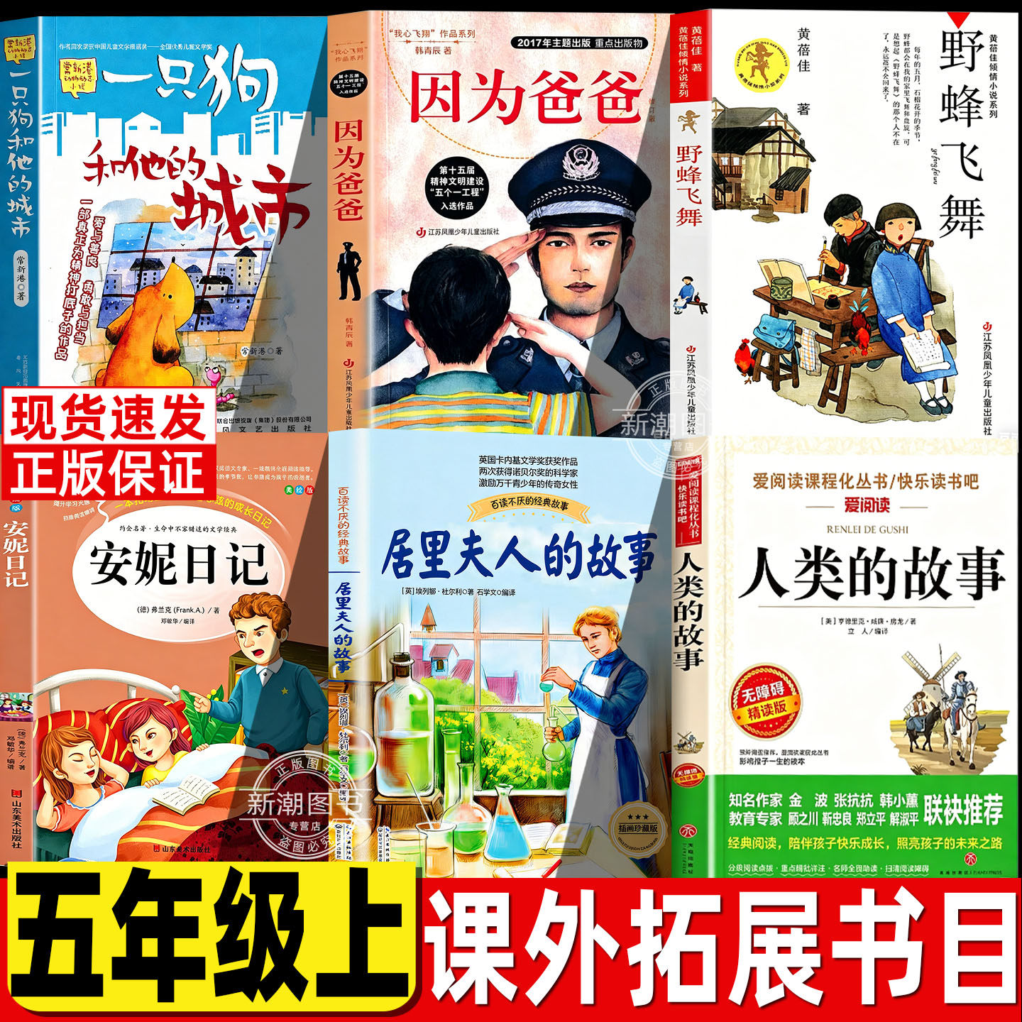 一只狗和他的城市五年级上册必读课外书常新港著正版春风文艺出版社因为爸爸韩青辰著野蜂飞舞安妮日记居里夫人的故事人类的故事