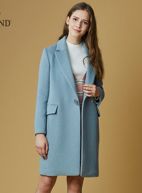 大牌正品清仓依恋EEJW74V02B春秋翻领中长款纯色西装外套外搭