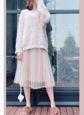 大牌旗下R家正品RCWH94V03C新品时尚网纱拼接淑女气质女神半身裙