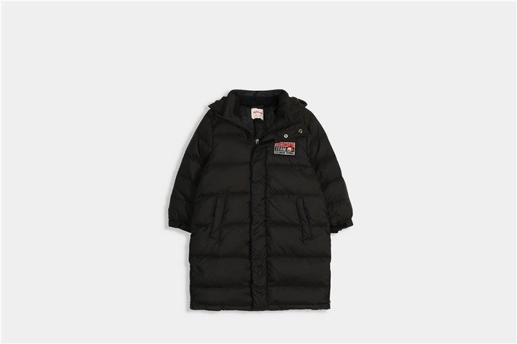 舒适中长款连帽保暖羽绒服